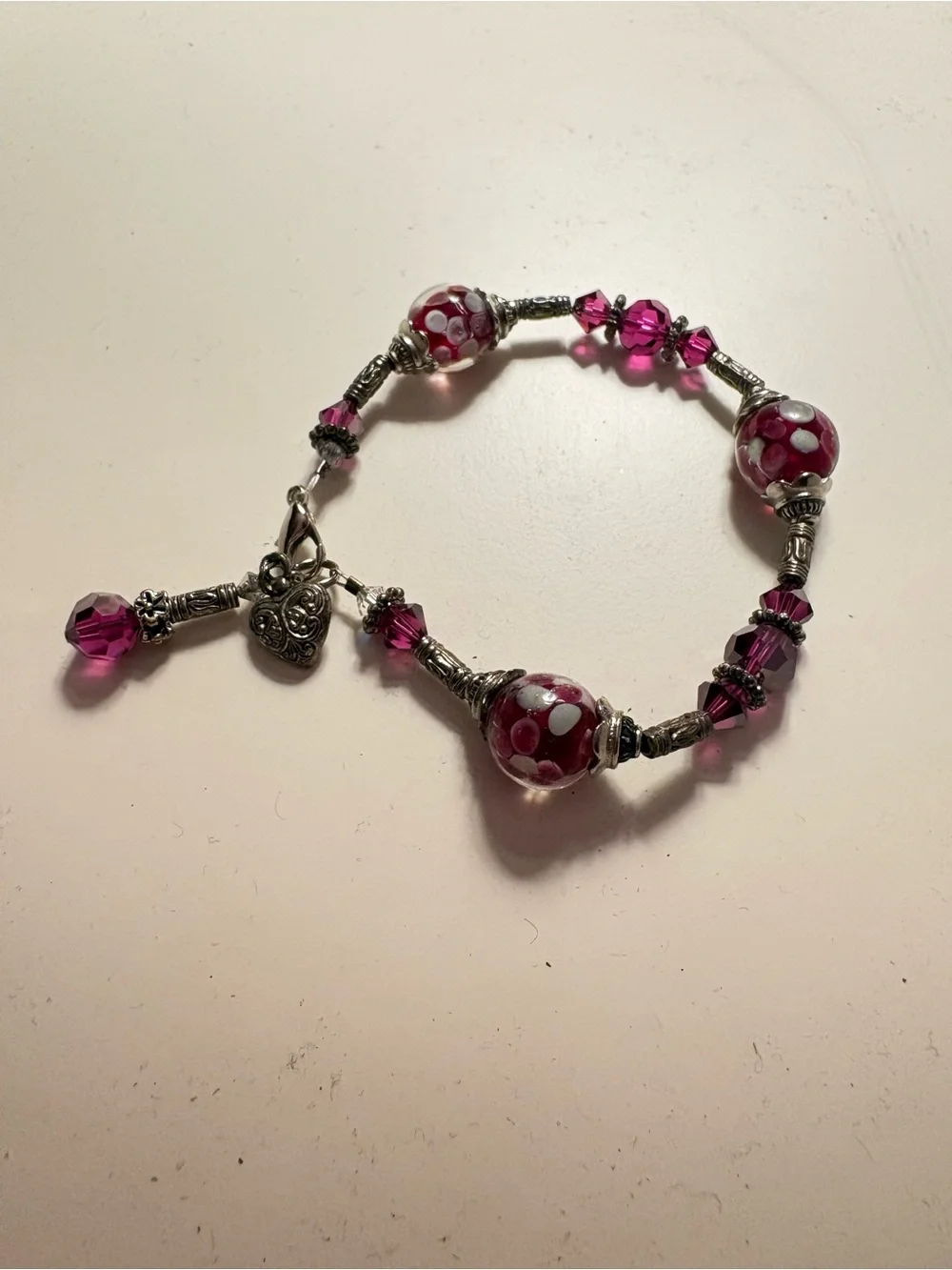Three-Piece Women's Pink Beaded Bracelet Set